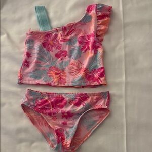 Bebe Pink and Blue Floral Bikini Swim Set
